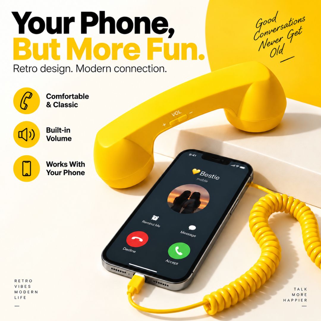 Retro Wired Phone Receiver with Volume Control