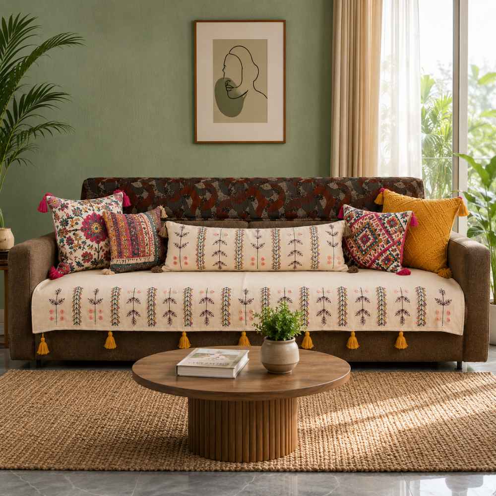 Jute Look Cotton Sofa Cover