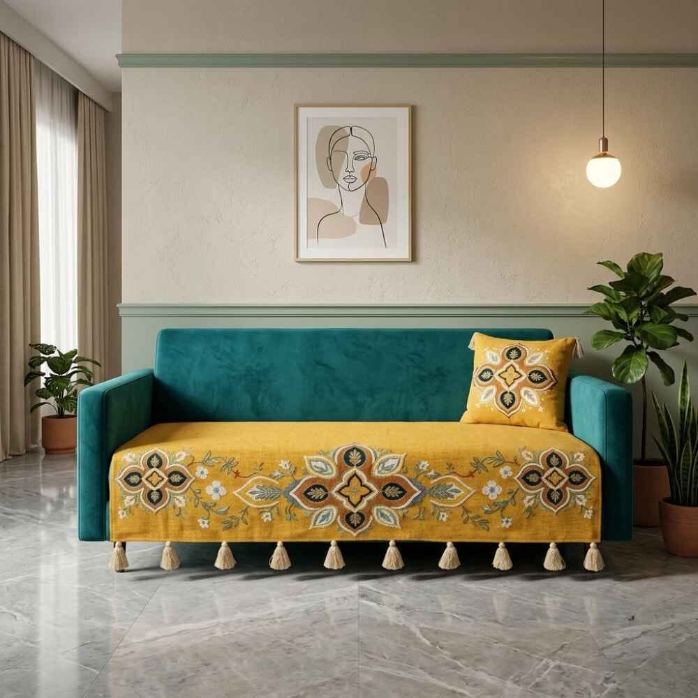 Jute Look Cotton Sofa Cover