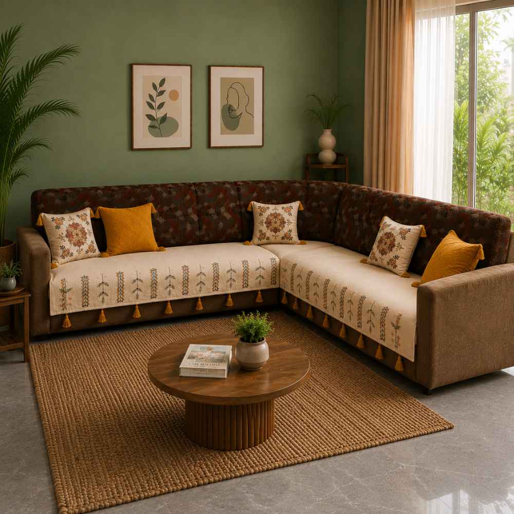 Jute Look Cotton Sofa Cover