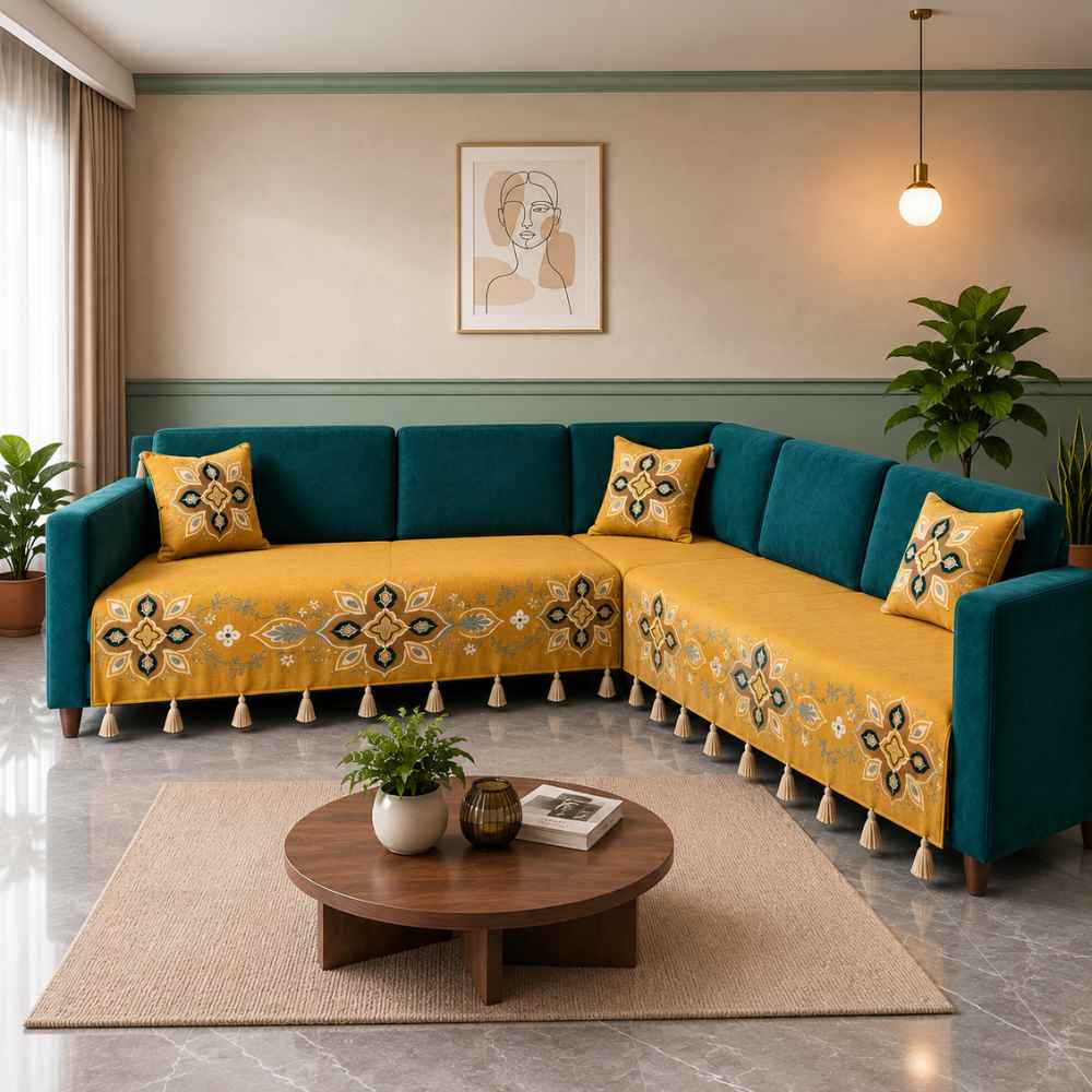 Jute Look Cotton Sofa Cover
