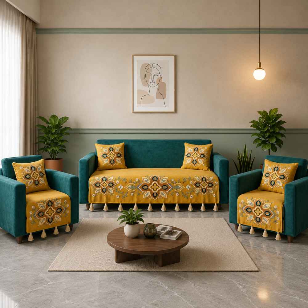 Jute Look Cotton Sofa Cover