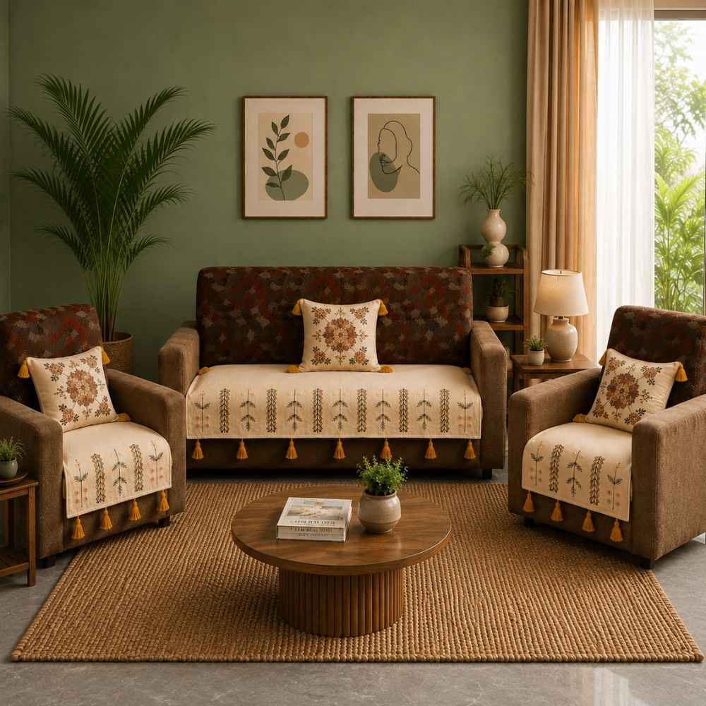 Jute Look Cotton Sofa Cover