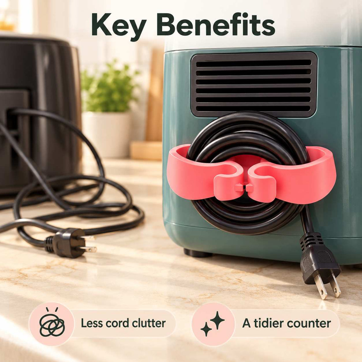 Self-Adhesive Appliance Cord Clip