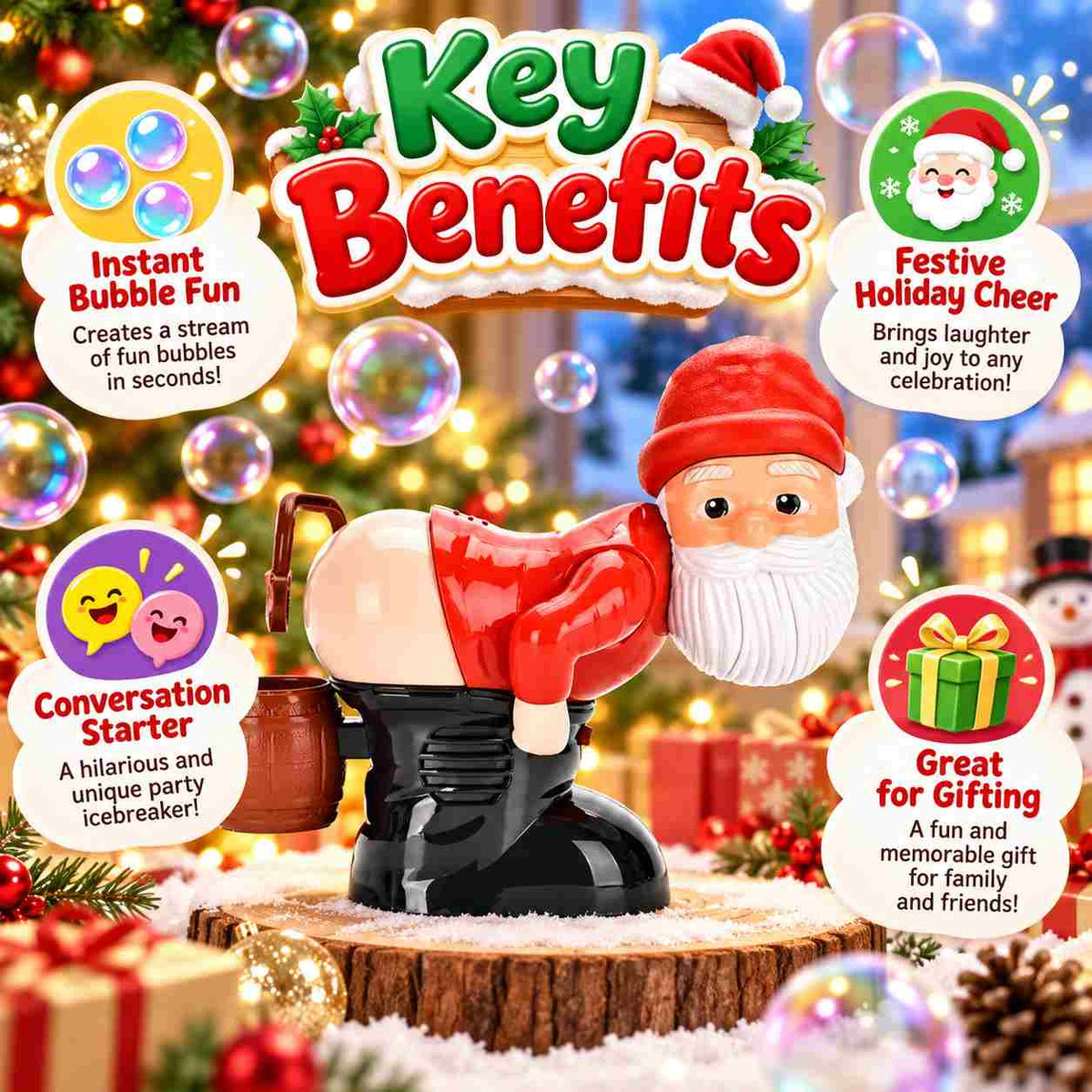 Funny Bubble Blowing Santa