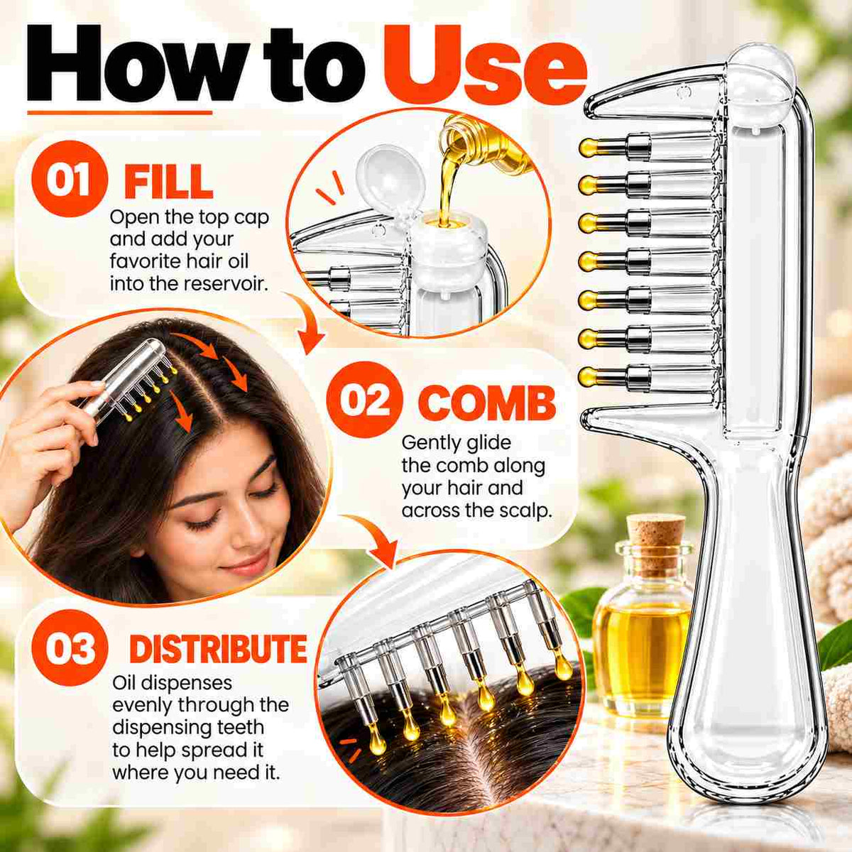Hair Oil Applicator Comb