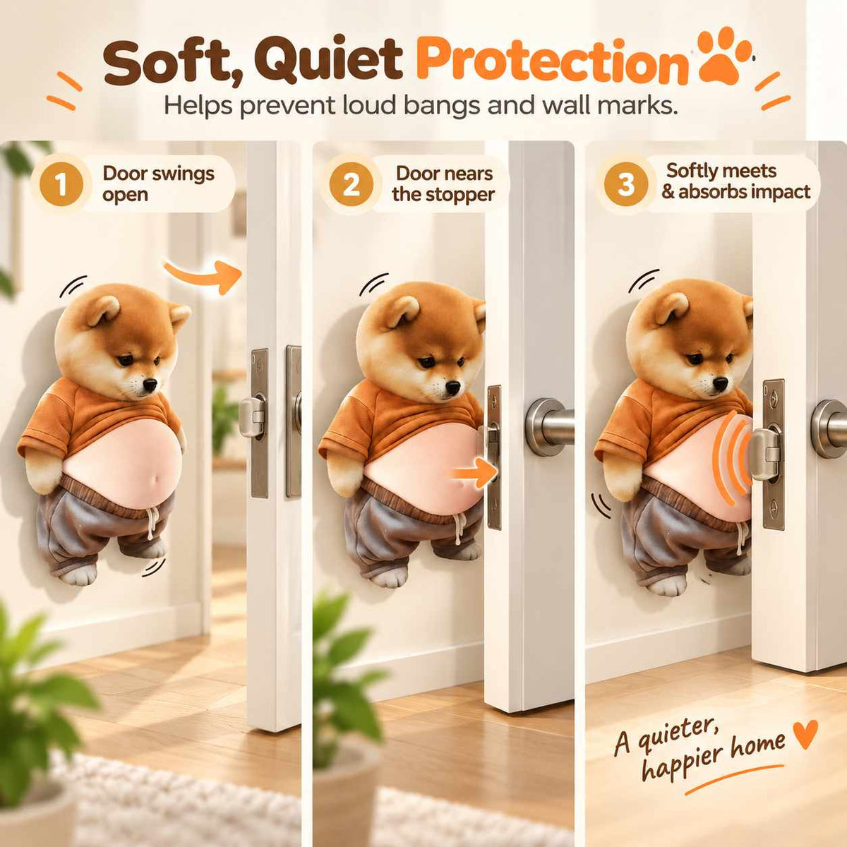 PawGuard Silent Door Stopper - Pack of 4