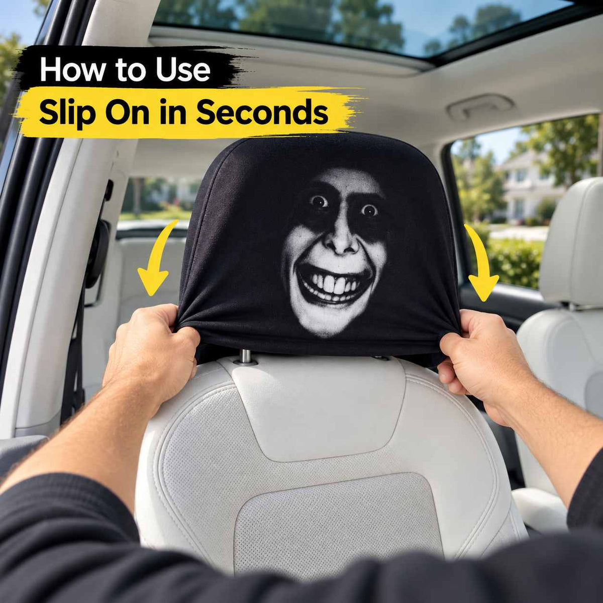 Grinning Headrest Cover