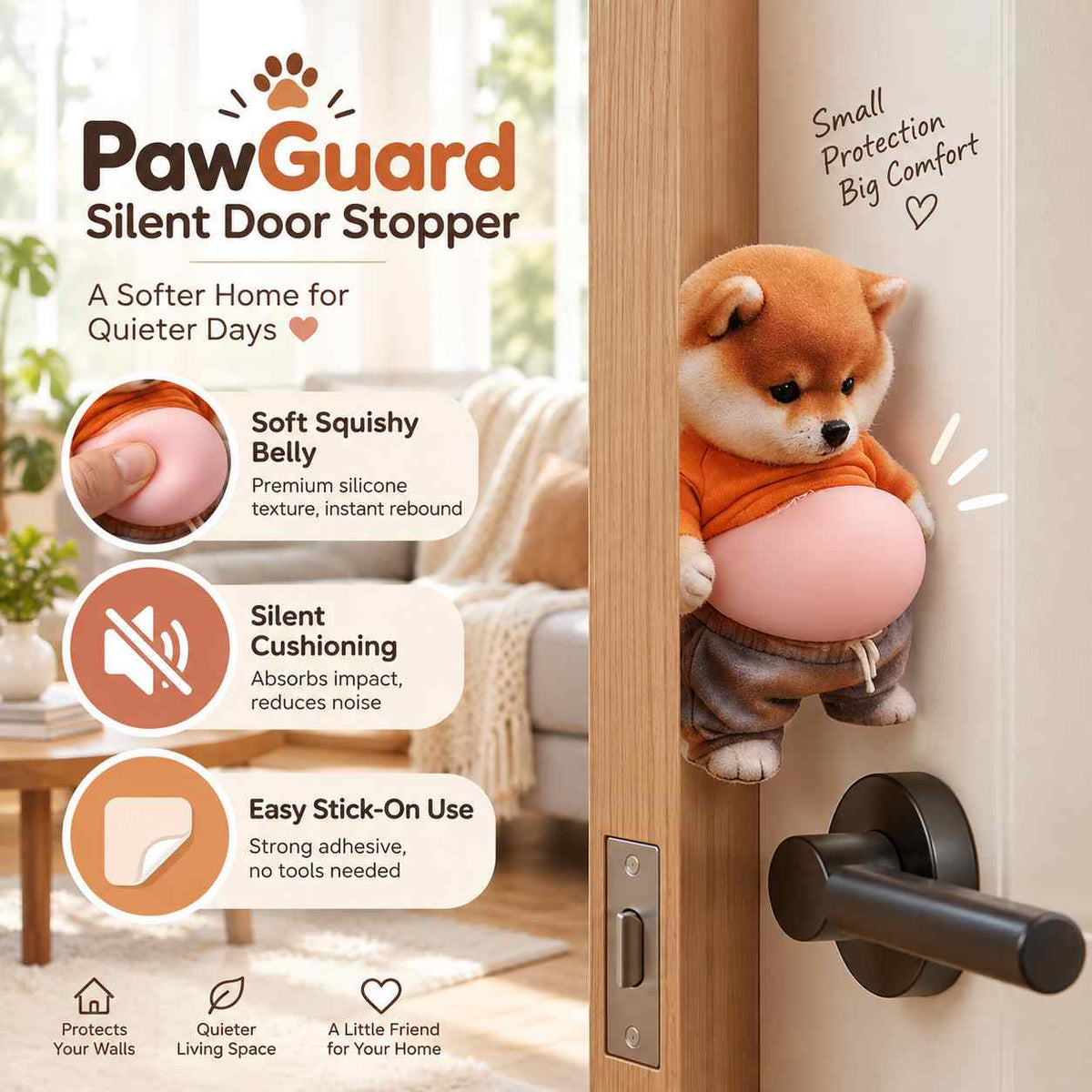 PawGuard Silent Door Stopper - Pack of 4