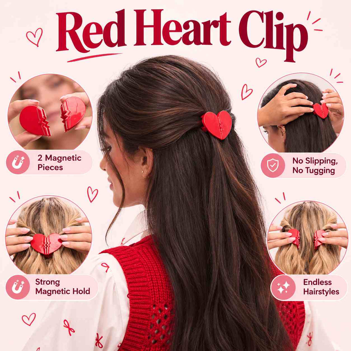 Red heart Clip