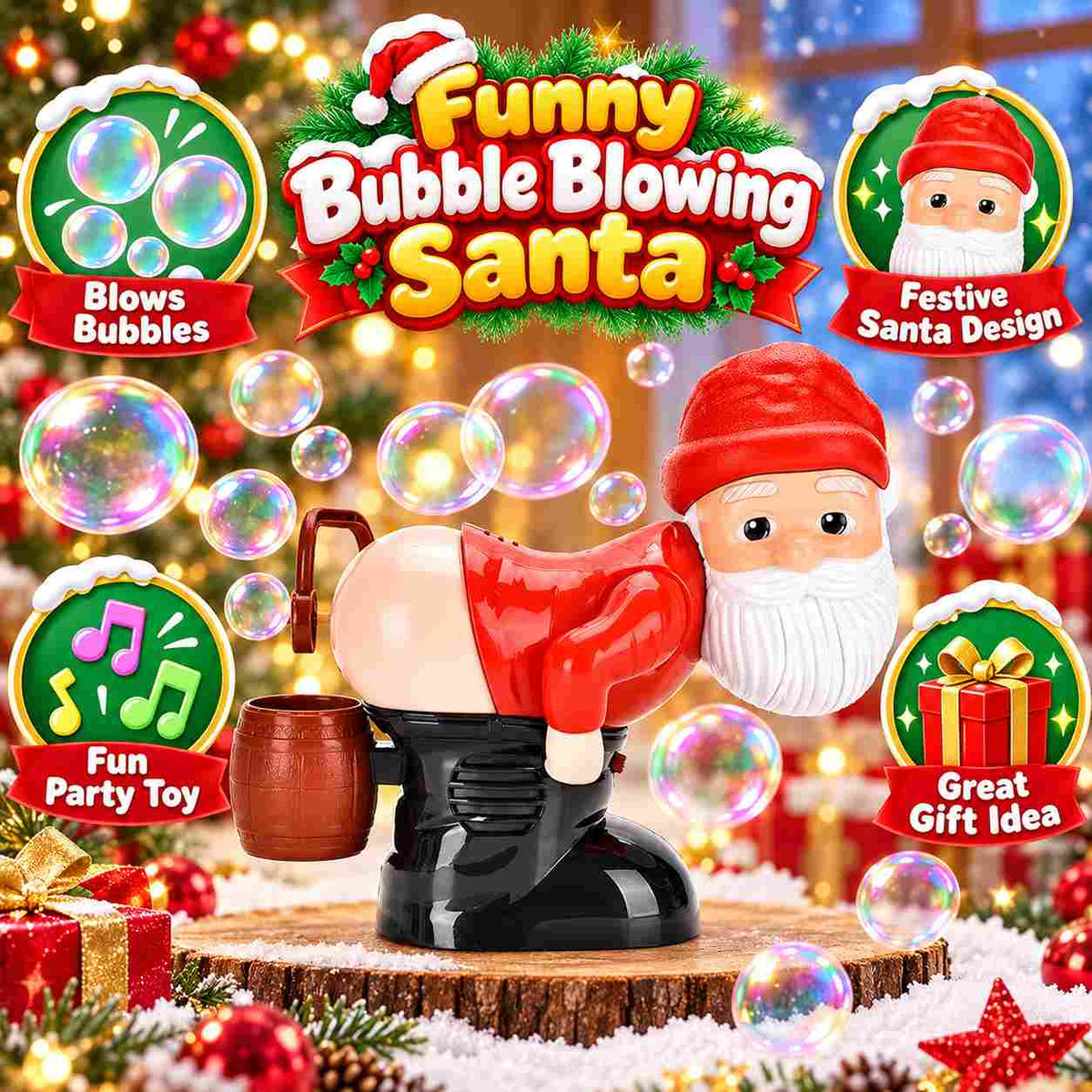 Funny Bubble Blowing Santa