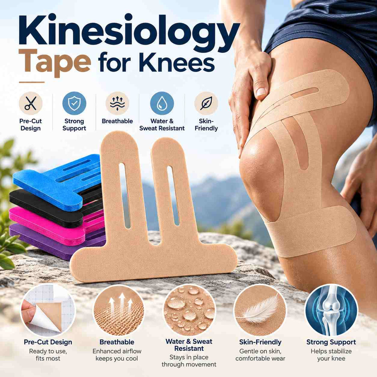 Kinesiology Tape for Knees (Pack of 2)